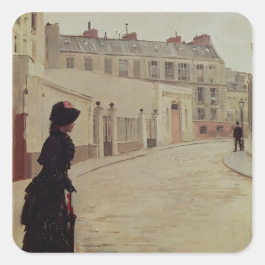 Warten, Rue de Chateaubriand, Paris Quadratischer Aufkleber (Vorderseite)