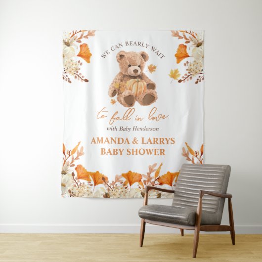 Warten Sie, bis die Liebe abfällt, Babydusche Wandteppich (Beispiel)