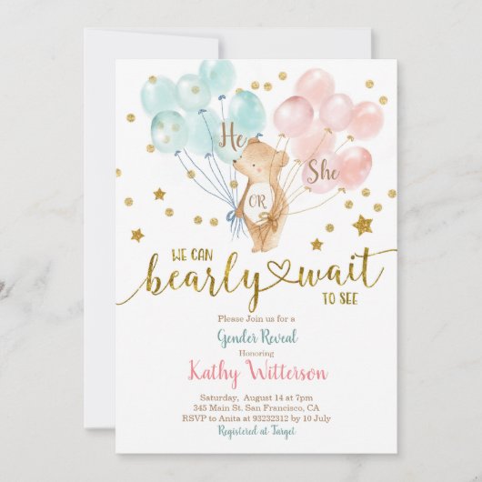 Warten Sie, bis er oder sie Geschlecht zeigen Baby Einladung (Vorderseite)