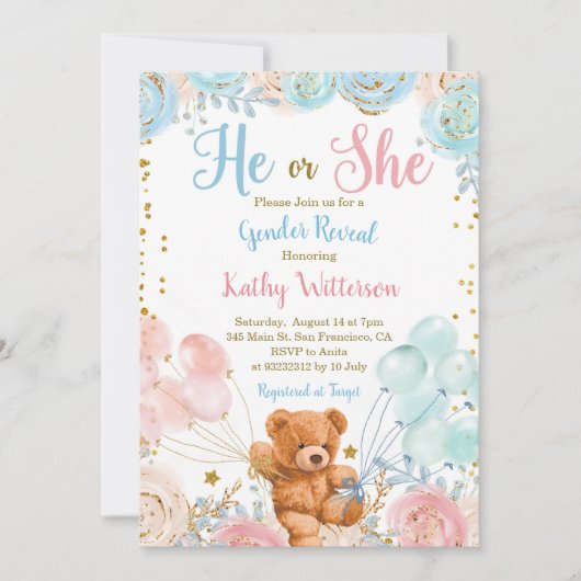 Warten Sie, bis er oder sie Geschlecht zeigt, dass Einladung (Vorderseite)