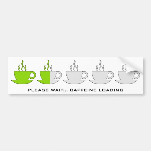 Warten Sie bitte… Koffein-Laden Autoaufkleber (Vorne)