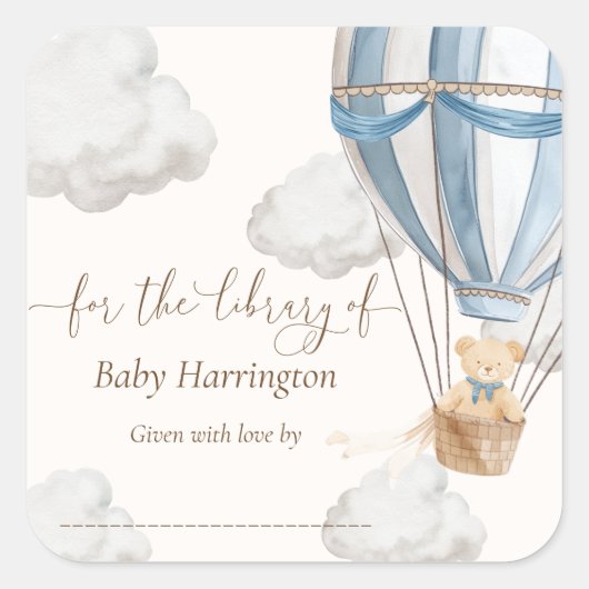 Warten Sie den Teddy-Bär auf das Library-Buchzeich Quadratischer Aufkleber (Vorderseite)