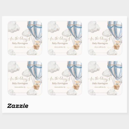 Warten Sie den Teddy-Bär auf das Library-Buchzeich Quadratischer Aufkleber (Blatt)