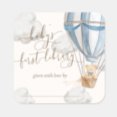 Warten Sie den Teddy-Bär auf das Library-Buchzeich Quadratischer Aufkleber