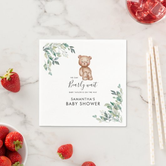 Warten Sie Eucalyptus Script Baby Shooting Paper Serviette (Beispiel)