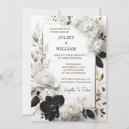 Warten Sie formell einfache klassische Elegant Bla Einladung (Vorderseite)