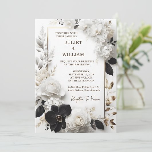 Warten Sie formell einfache klassische Elegant Bla Einladung (Stehend Vorderseite)