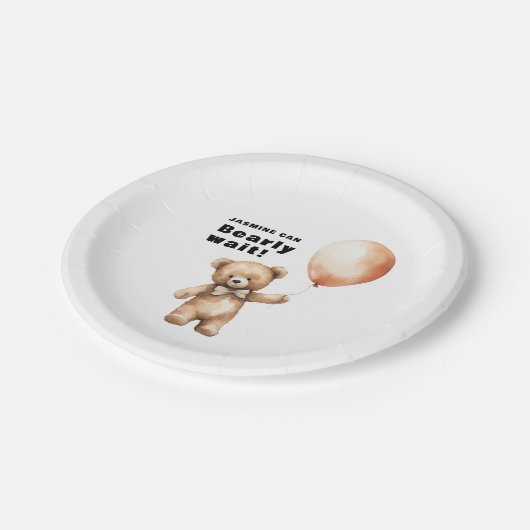 Warten Sie geschlechtsneutral mit minimaler Babydu Pappteller (Schrägansicht)