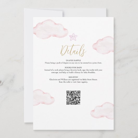 Warten Sie mit einem Baby-Duschkopf mit Pink ab. Einladung (Rückseite)