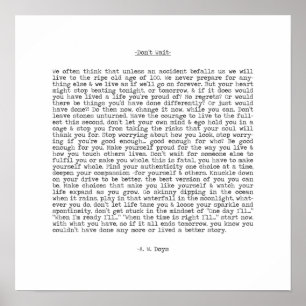 Warten Sie nicht auf Live Now Zitat von A. W. Doys Poster