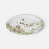 Warten Sie Niedlich Bear Watercolor Babydusche Pappteller (Schrägansicht)