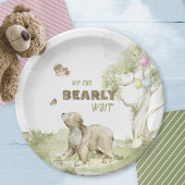 Warten Sie Niedlich Bear Watercolor Babydusche Pappteller