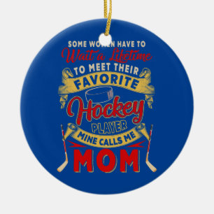 Warten Sie, um den Lieblings-Hockey Spieler Funny Keramik Ornament