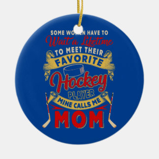 Warten Sie, um den Lieblings-Hockey Spieler Funny Keramik Ornament