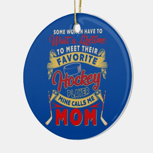 Warten Sie, um den Lieblings-Hockey Spieler Funny Keramik Ornament (Links)