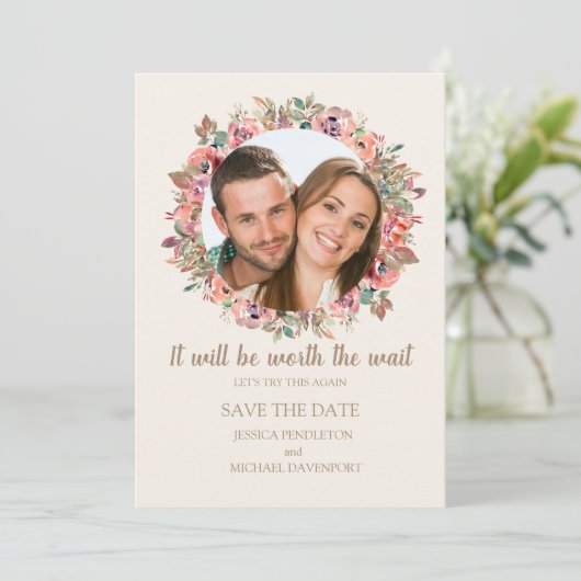 Warten wir mal, probieren wir mal wieder die rosa  save the date (Stehend Vorderseite)