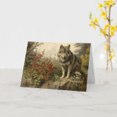 Warten Wolf Birthday Grußkarte Karte (Gelbe Blume)
