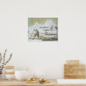 Wartend auf Eis, Detail aus Siegel Jagd (colo Poster (Küche)