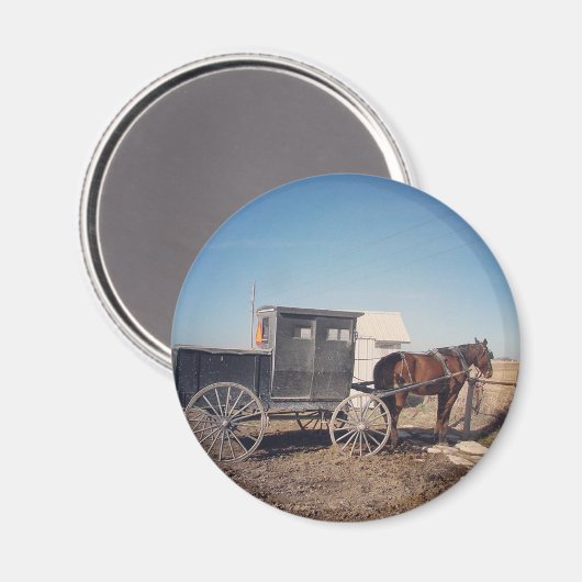 Wartend Pferd und Buggy Magnet (Vorderseite/Rückseite)