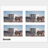 Wartend Pferd und Buggy Rechteckiger Aufkleber (Blatt)