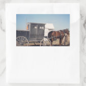 Wartend Pferd und Buggy Rechteckiger Aufkleber (Tasche)