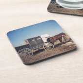 Wartend Pferd und Buggy Untersetzer (Linke Seite)