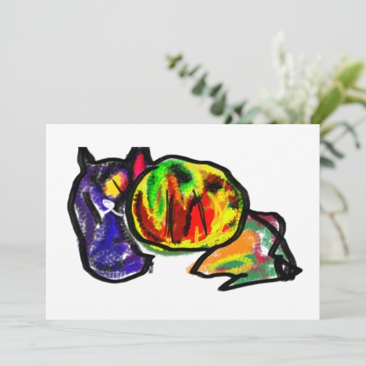 Wartend Schwarzer Herbst Einladung (Stehend Vorderseite)