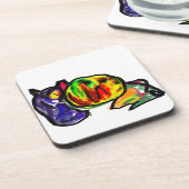 Wartend Schwarzer Herbst Getränkeuntersetzer (Linke Seite)