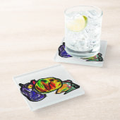 Wartend Schwarzer Herbst Glasuntersetzer (Schrägansicht)