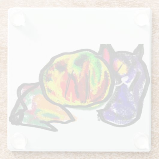 Wartend Schwarzer Herbst Glasuntersetzer (Rückseite)