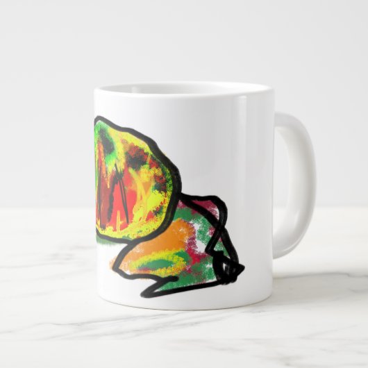 Wartend Schwarzer Herbst Jumbo-Tasse (Vorderseite Rechts)