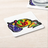 Wartend Schwarzer Herbst Rechteckiger Pappuntersetzer (angewinkelt)