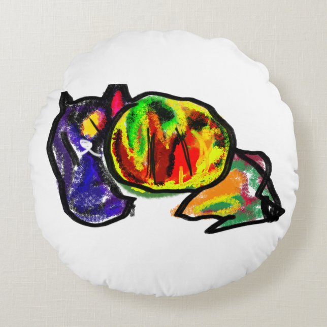 Wartend Schwarzer Herbst Rundes Kissen (Vorderseite)