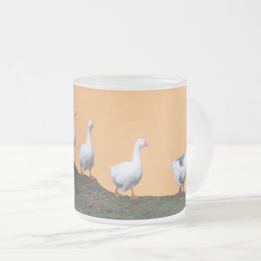Warteschlange Niedliche Gänse Orange Mattiert Glas Mattglastasse (VorderseiteRechts)