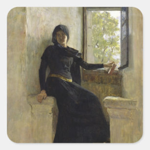 Wartete, bis 1905 quadratischer aufkleber