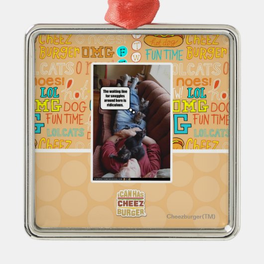 Wartete Linie für Snuggles Silbernes Ornament (Vorne)