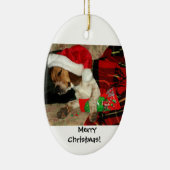 Wartete Sankt/Snoopy Beagle-Hundeweihnachten Keramik Ornament (Rechts)