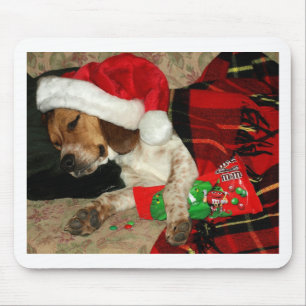 Wartete Sankt-WeihnachtsBeagle-Hundmousepad Mousepad