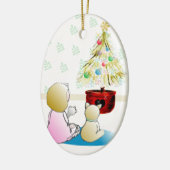 Wartete Sankt-Weihnachtsverzierung Keramikornament (Links)