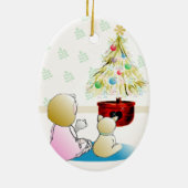 Wartete Sankt-Weihnachtsverzierung Keramikornament (Hinten)