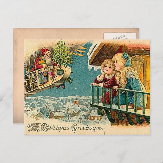 Wartete Weihnachtsmann Feiertagspostkarte (Vorne/Hinten)