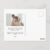 Wartezeit, Ankündigung von Zeitungen zur Geburt Postkarte (Rückseite)