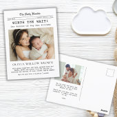 Wartezeit, Ankündigung von Zeitungen zur Geburt Postkarte