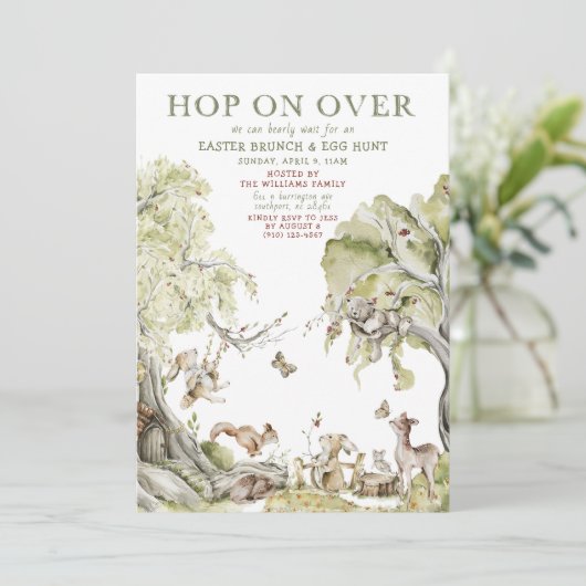 Wartezeit bei Ostereier-Jagd und Brunch I Einladung (Stehend Vorderseite)