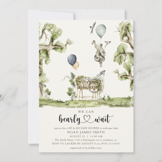 Wartezeit Herzinsuffizienz & Sehen Sie Boy Baby Du Einladung (Vorderseite)