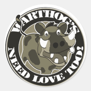 Warthog-Liebe Runder Aufkleber