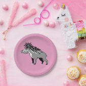 Warthos - Cool rosa WARTY PIG - Tierfreund - Pappteller (Party)