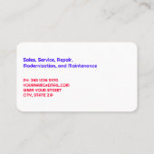 Wartung von Aufzügen Visitenkarte (Rückseite)