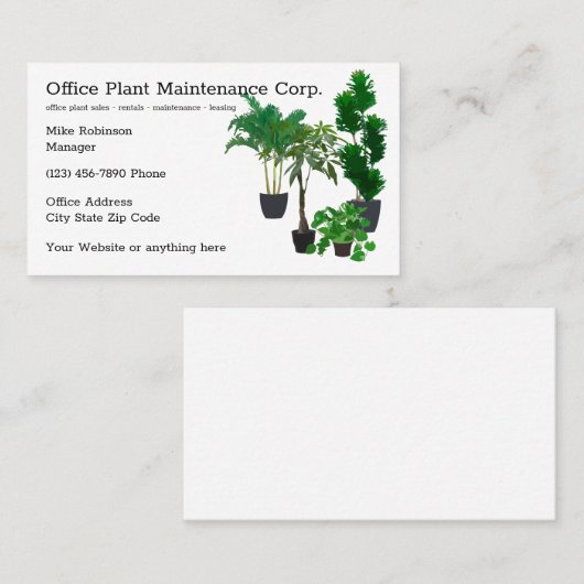 Wartung von Office-Pflanze Visitenkarte (Vorne/Hinten)