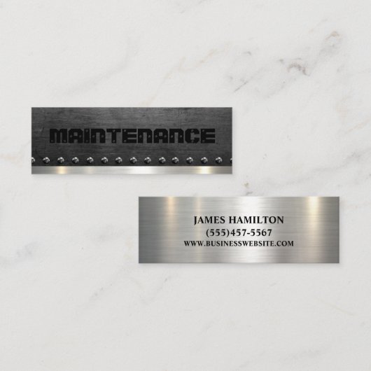 Wartungs-Handyman Stahl Metallreparaturservice Mini Visitenkarte (Vorne/Hinten)